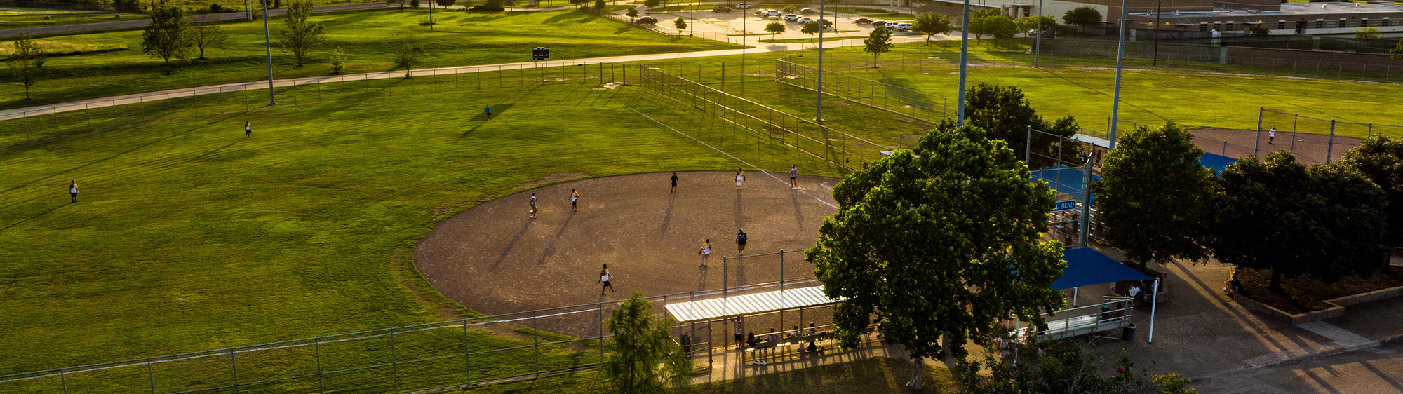Aerial of a softball field at Bryan Regional Athletic Center