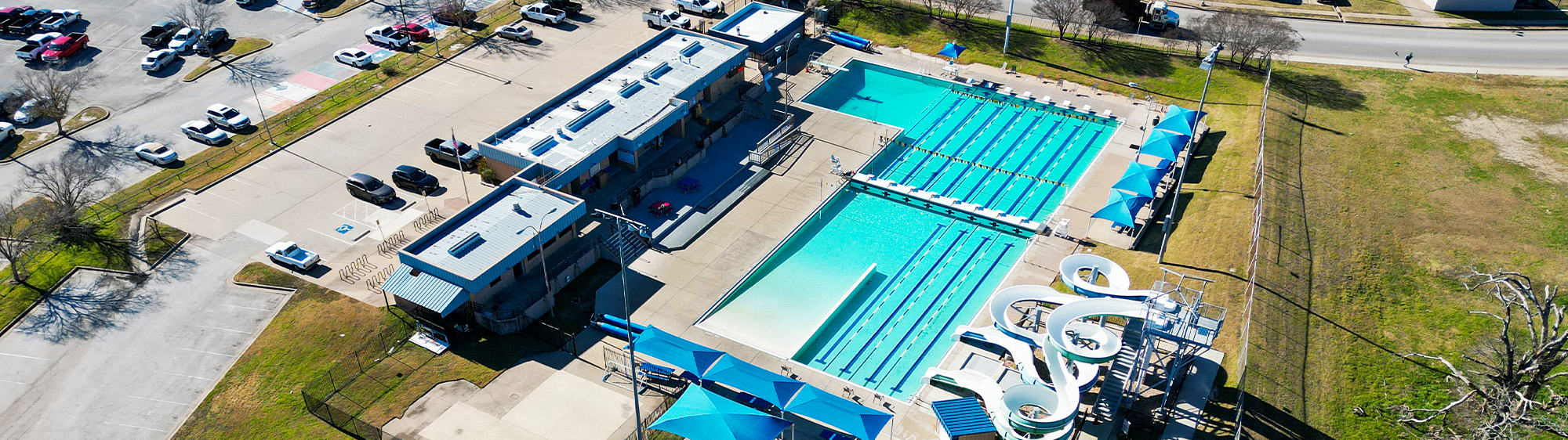 Aerial of Bryan Aquatic Center.